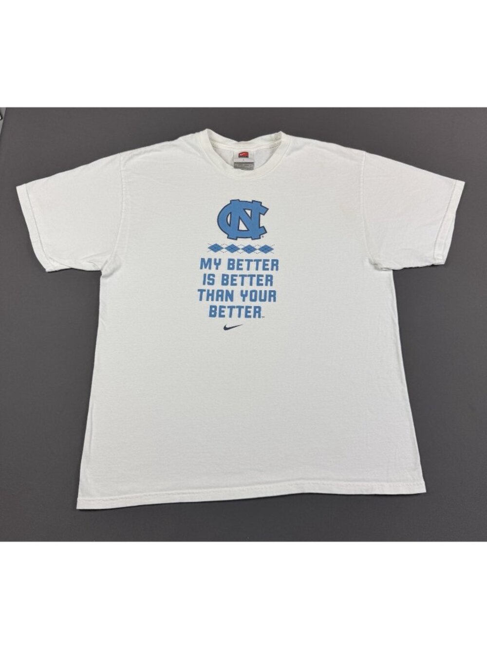 Rare Vintage 90s Nike Swoosh North Carolina Tar Heels UNC NCAA White Shirt Large